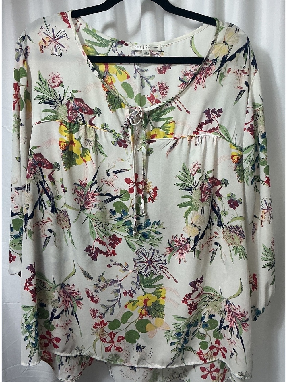 Spense Women’s 2X Floral Print 3/4 Sleeve Tunic Blouse Boho Curvy plus office